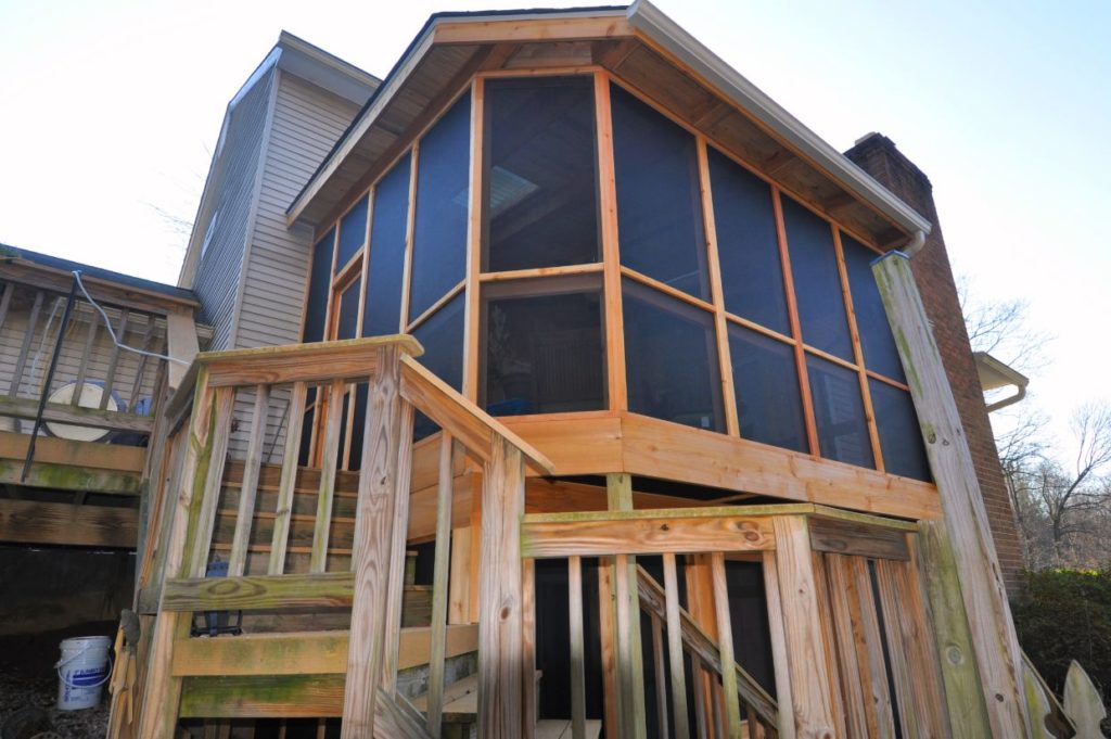 2nd story screened porch with cedar accents